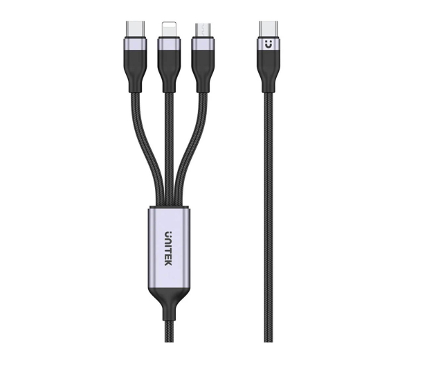 UNITEK przewód ładujący USB 3 w 1 czarny C14101AGY01-1.5M - 1455223 - zdjęcie